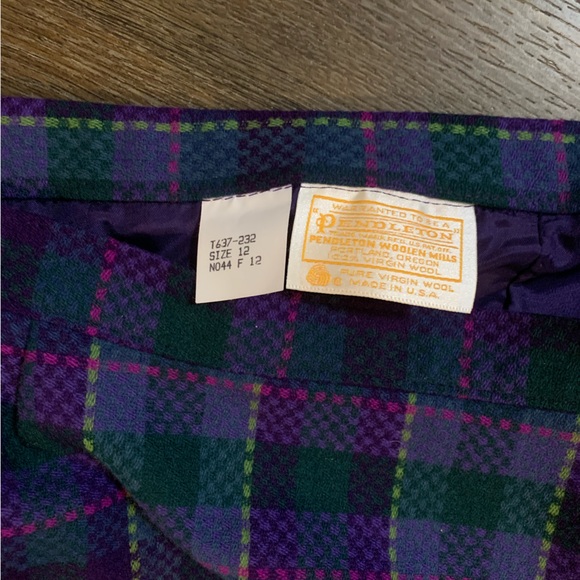 Pendleton Wool Purple Plaid Pencil Skirt - Picture 1 of 4